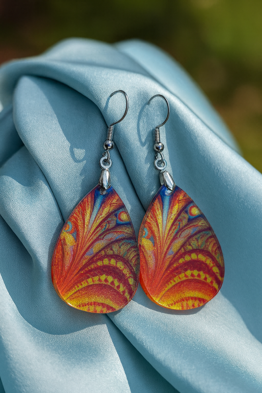 Sunburst Swirl Teardrop Earrings