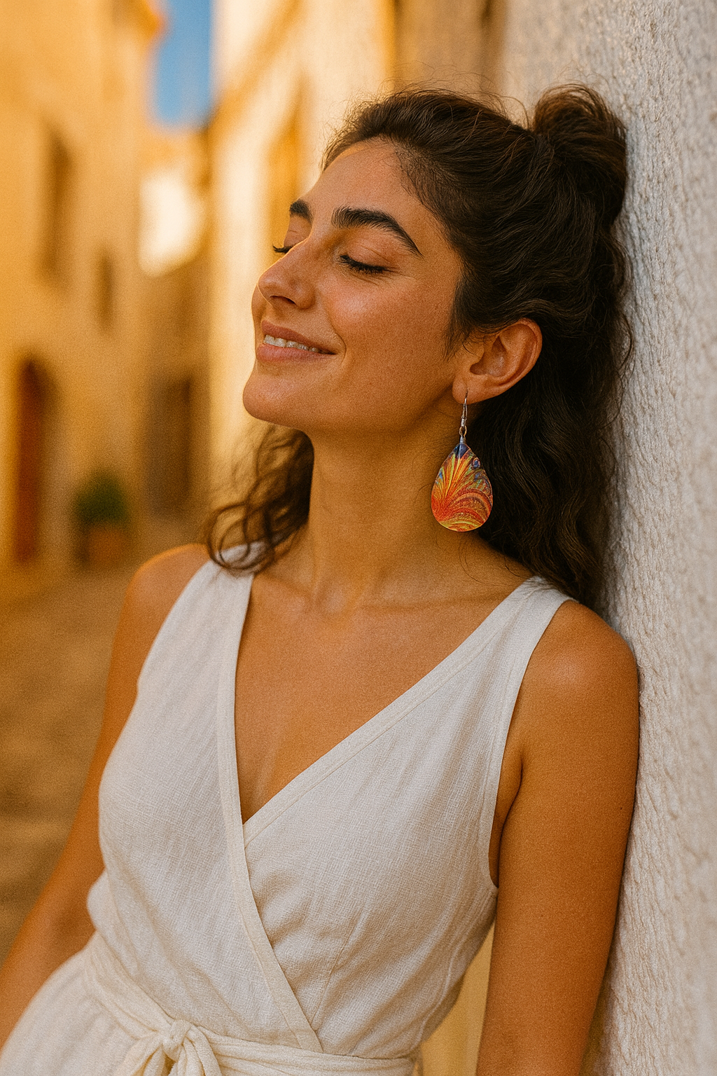Sunburst Swirl Teardrop Earrings