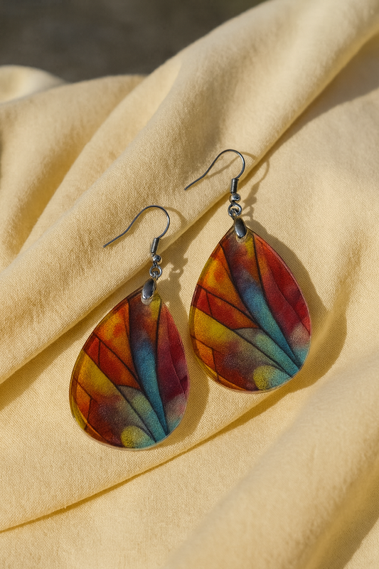 Radiant Stained Glass Teardrop Acrylic Earrings
