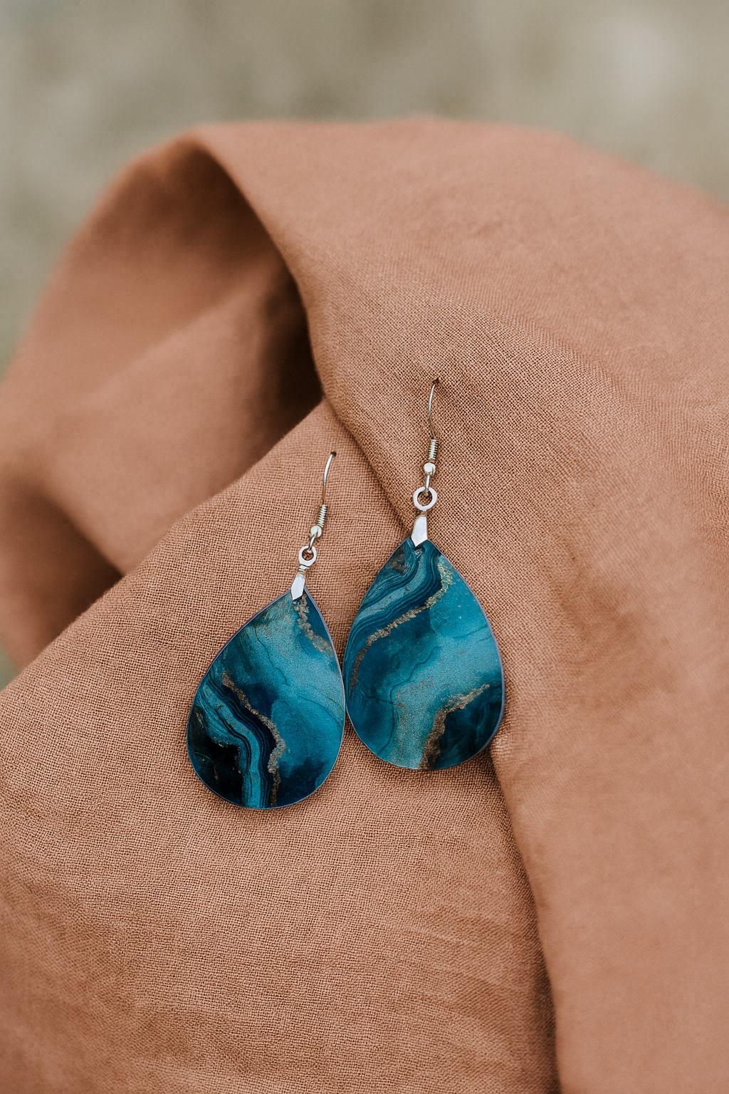 Ocean Marble Teardrop Earrings