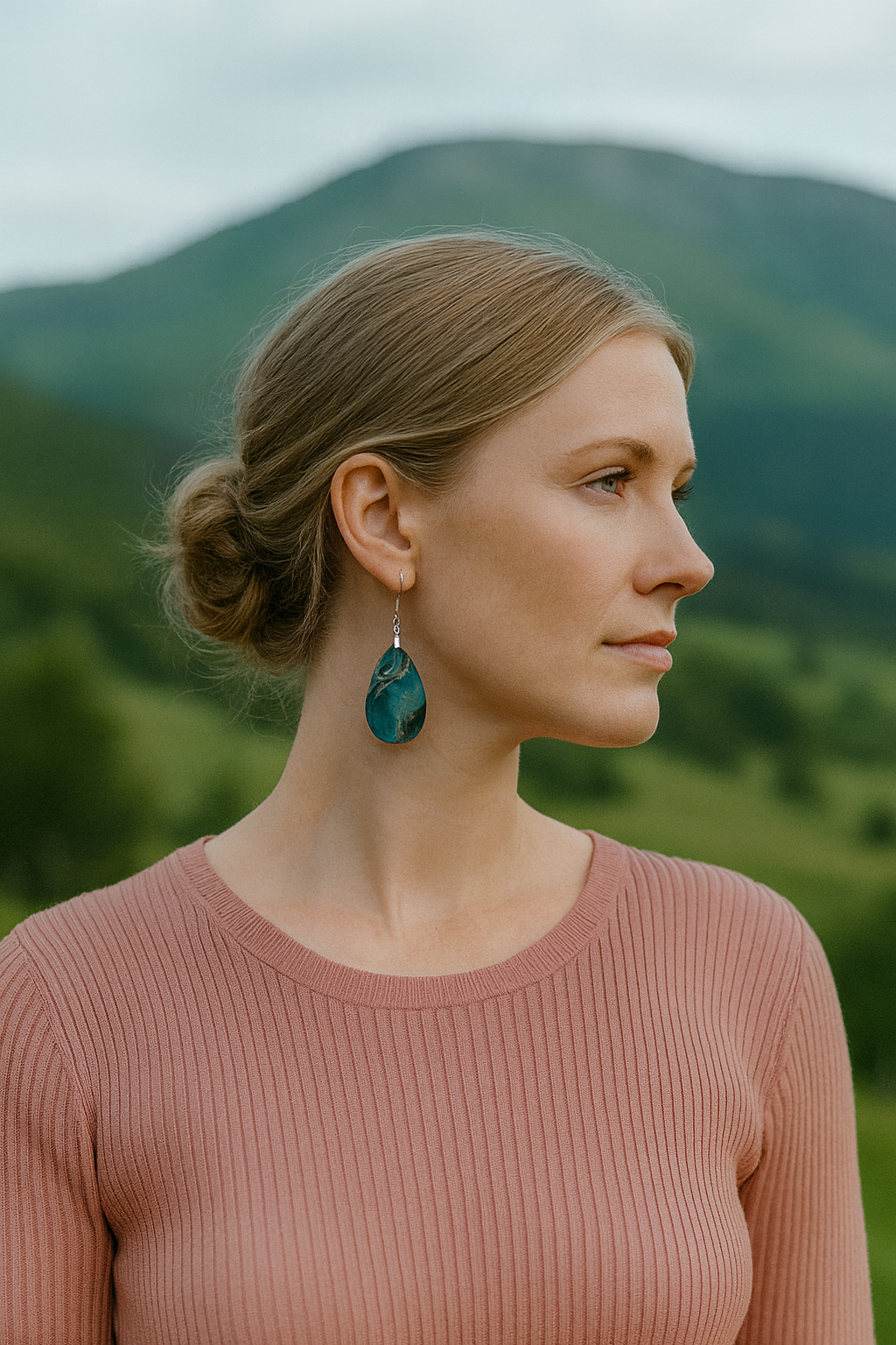 Ocean Marble Teardrop Earrings