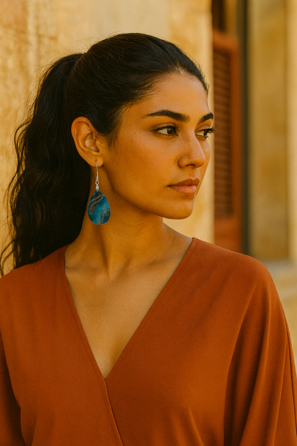 Ocean Marble Teardrop Earrings