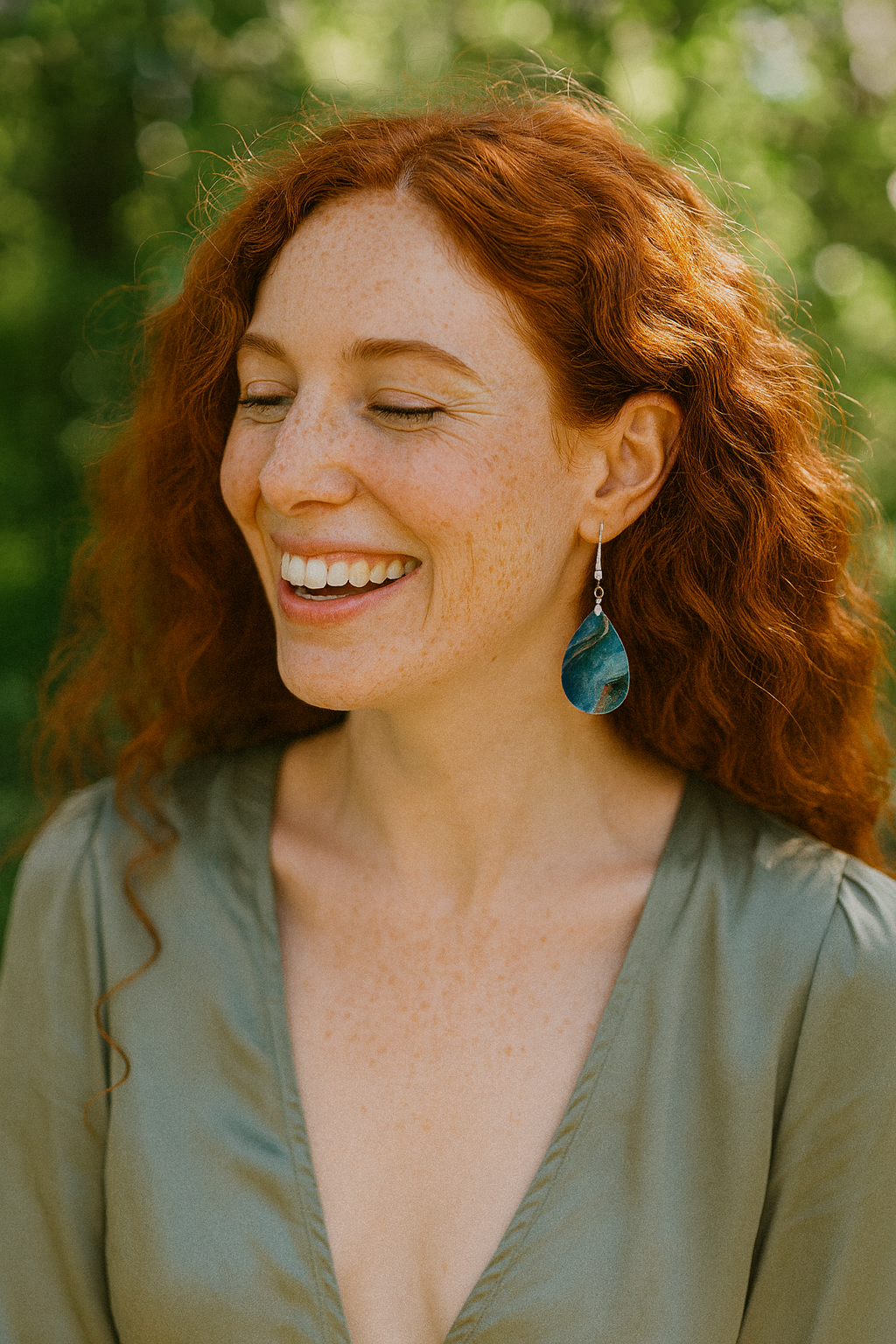 Ocean Marble Teardrop Earrings
