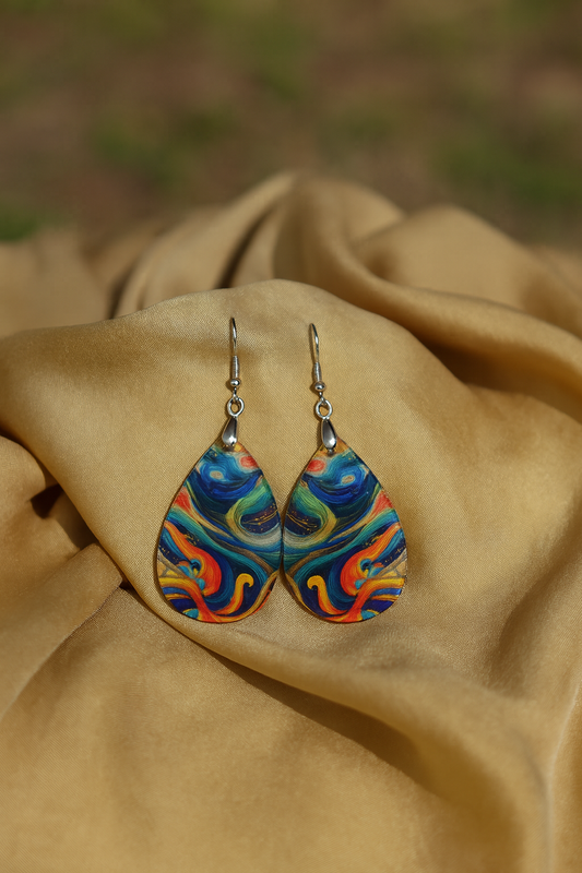 Color Splash Abstract Art-Inspired Teardrop Earrings