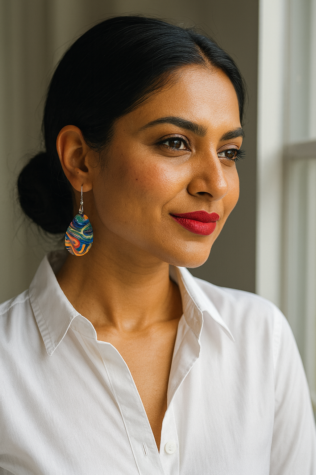 Color Splash Abstract Art-Inspired Teardrop Earrings