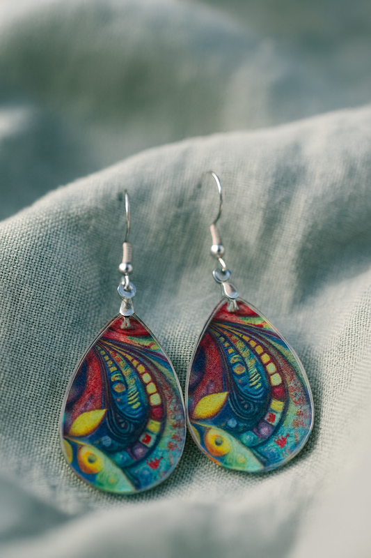 Rainbow Abstract Teardrop Dangle Earrings