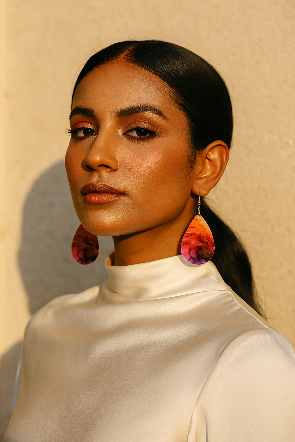 Fiery Horizon Teardrop Earrings