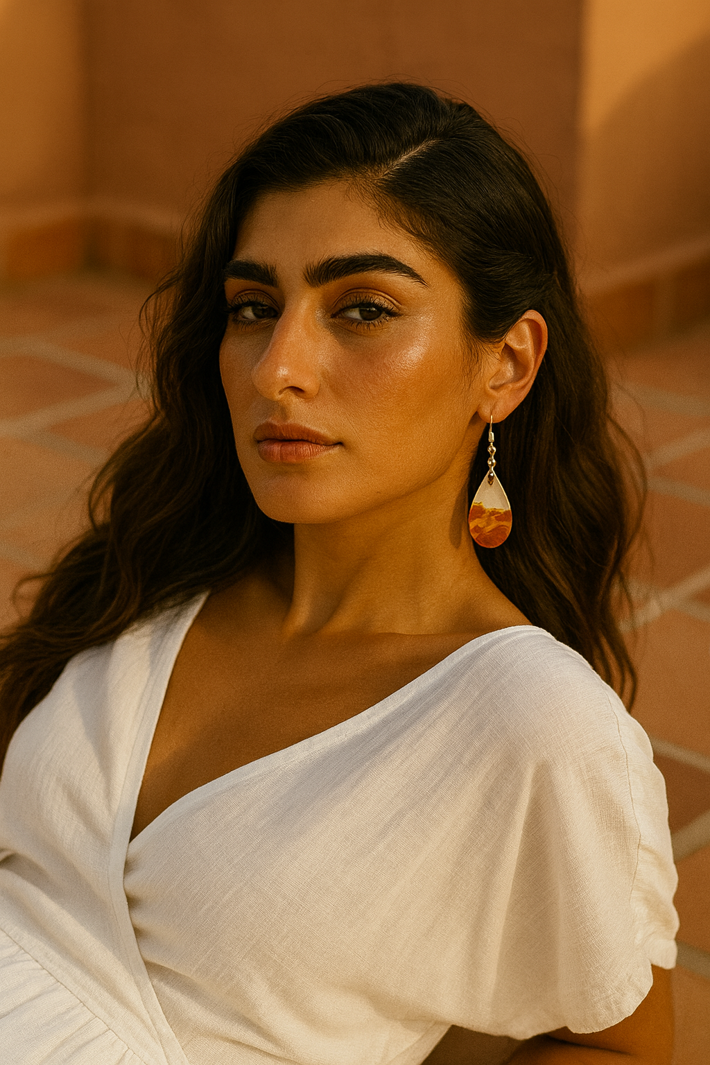 Golden Sands Teardrop Dangle Earrings