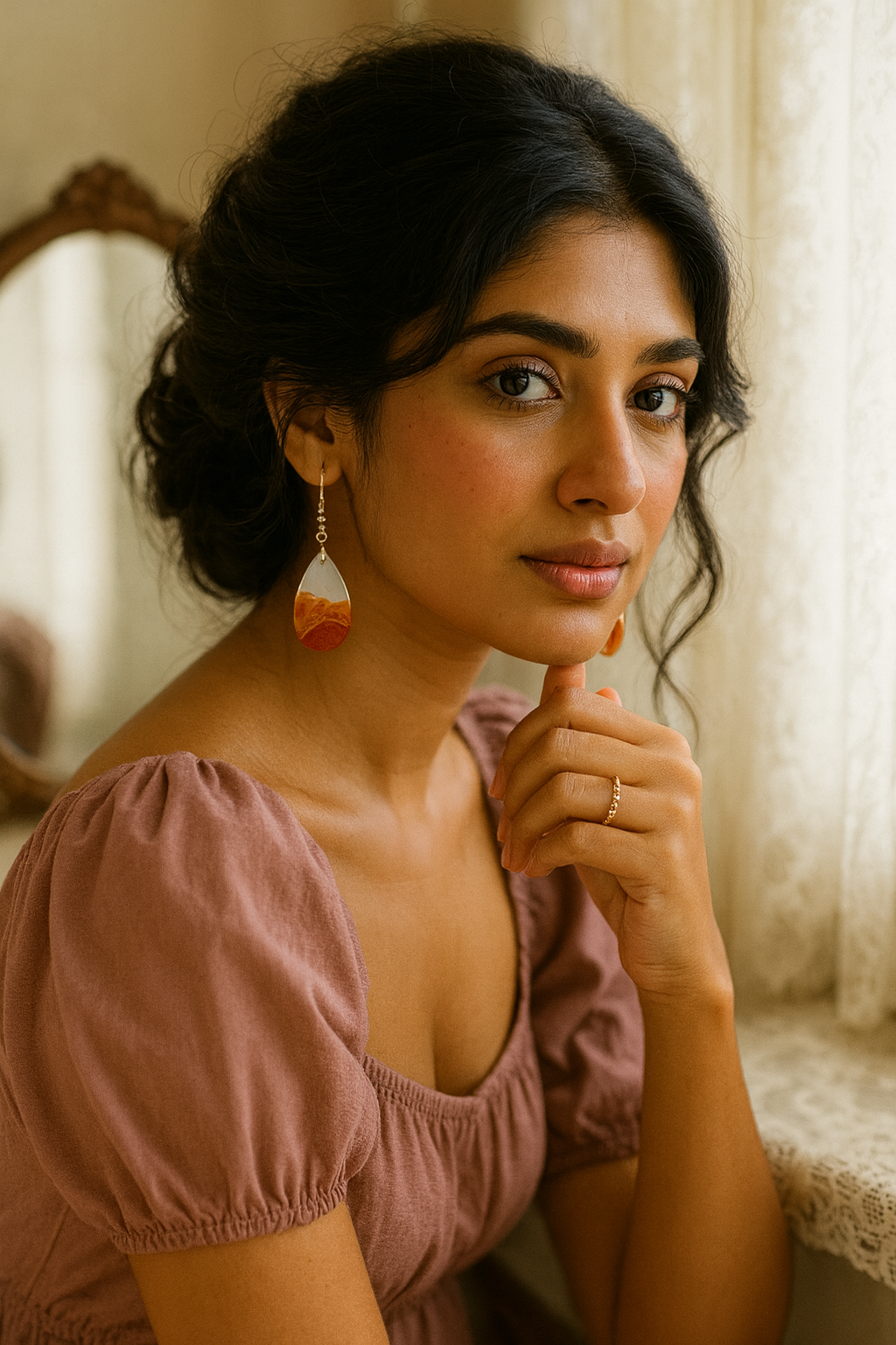 Golden Sands Teardrop Dangle Earrings