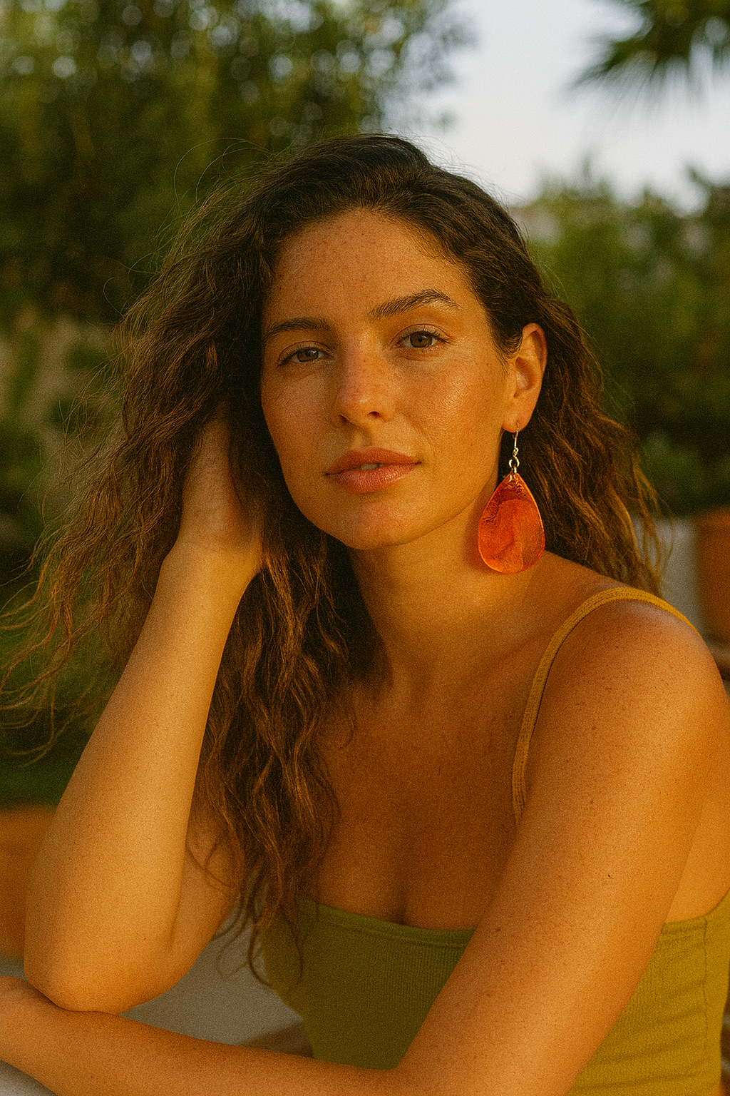Fiery Red Teardrop Acrylic Earrings