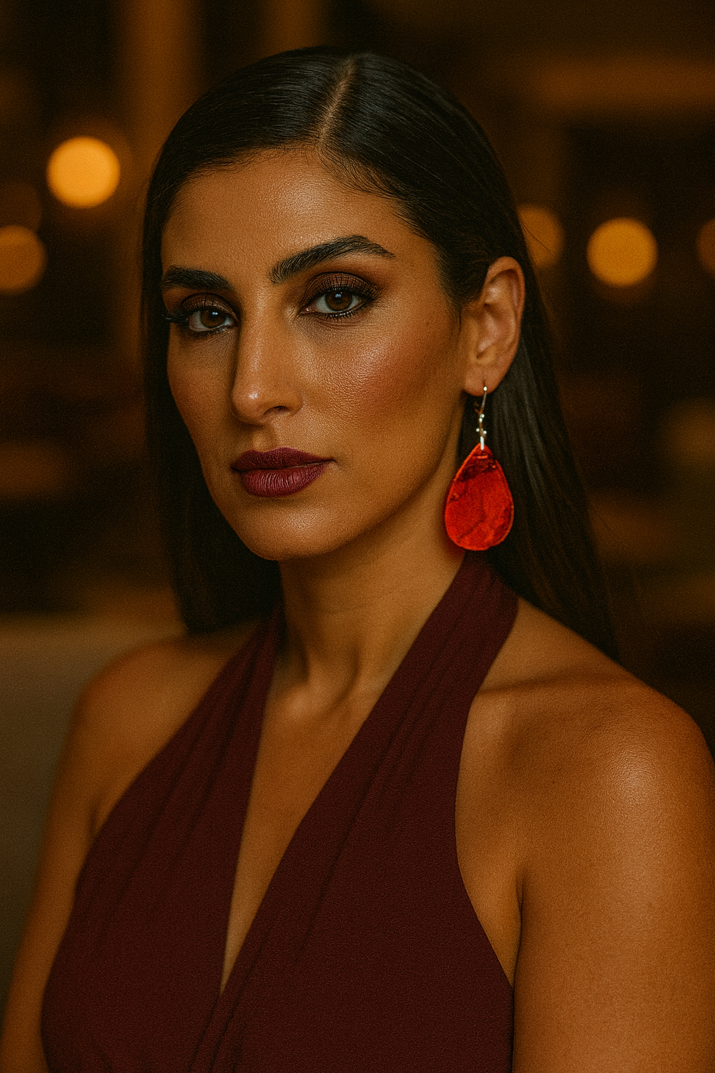 Fiery Red Teardrop Acrylic Earrings