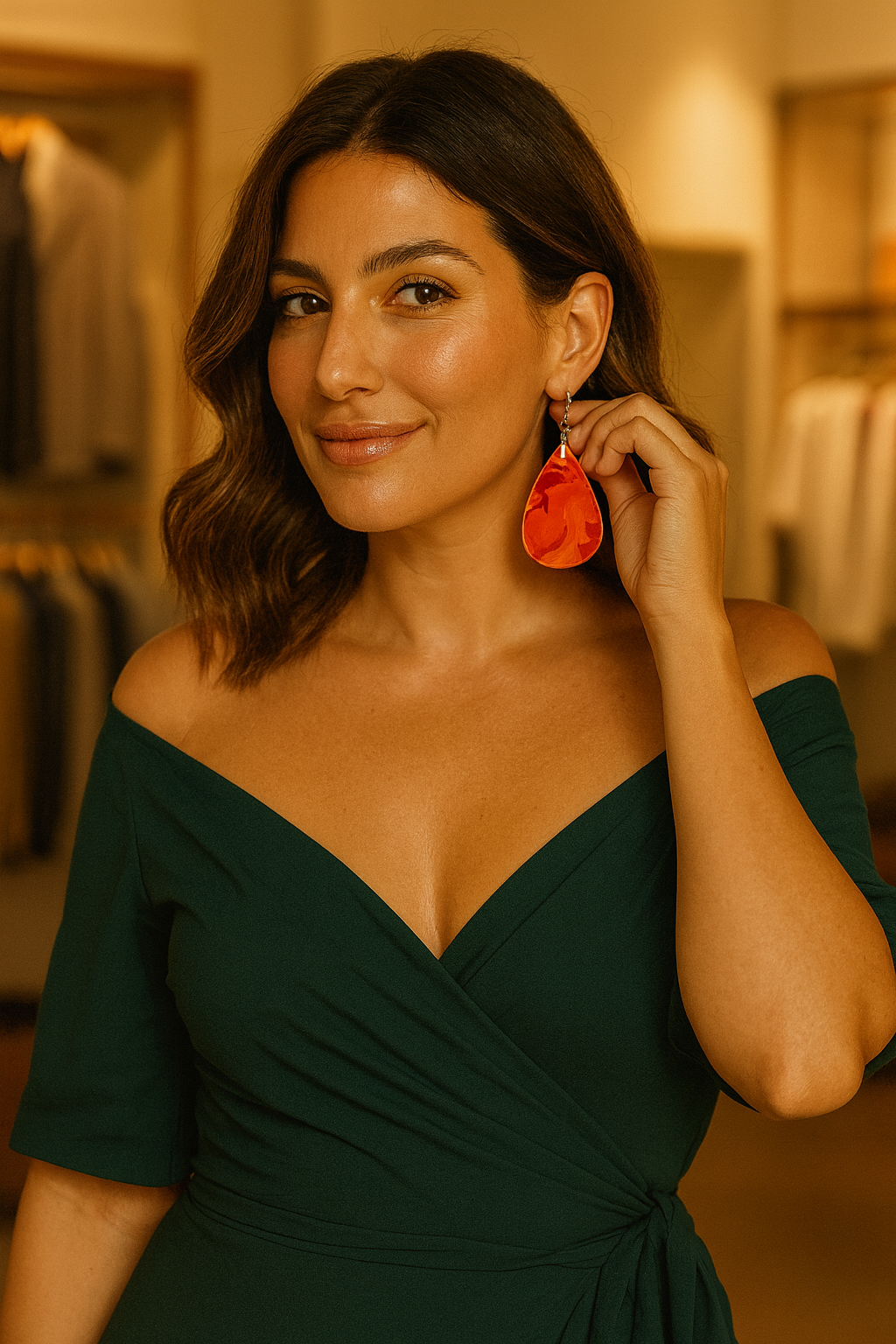 Fiery Red Teardrop Acrylic Earrings