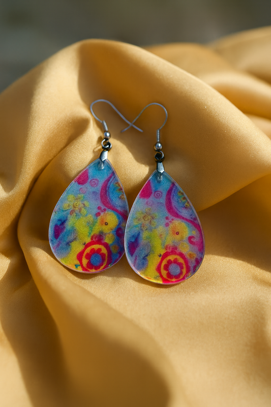 Retro Rainbow Flower Power Earrings