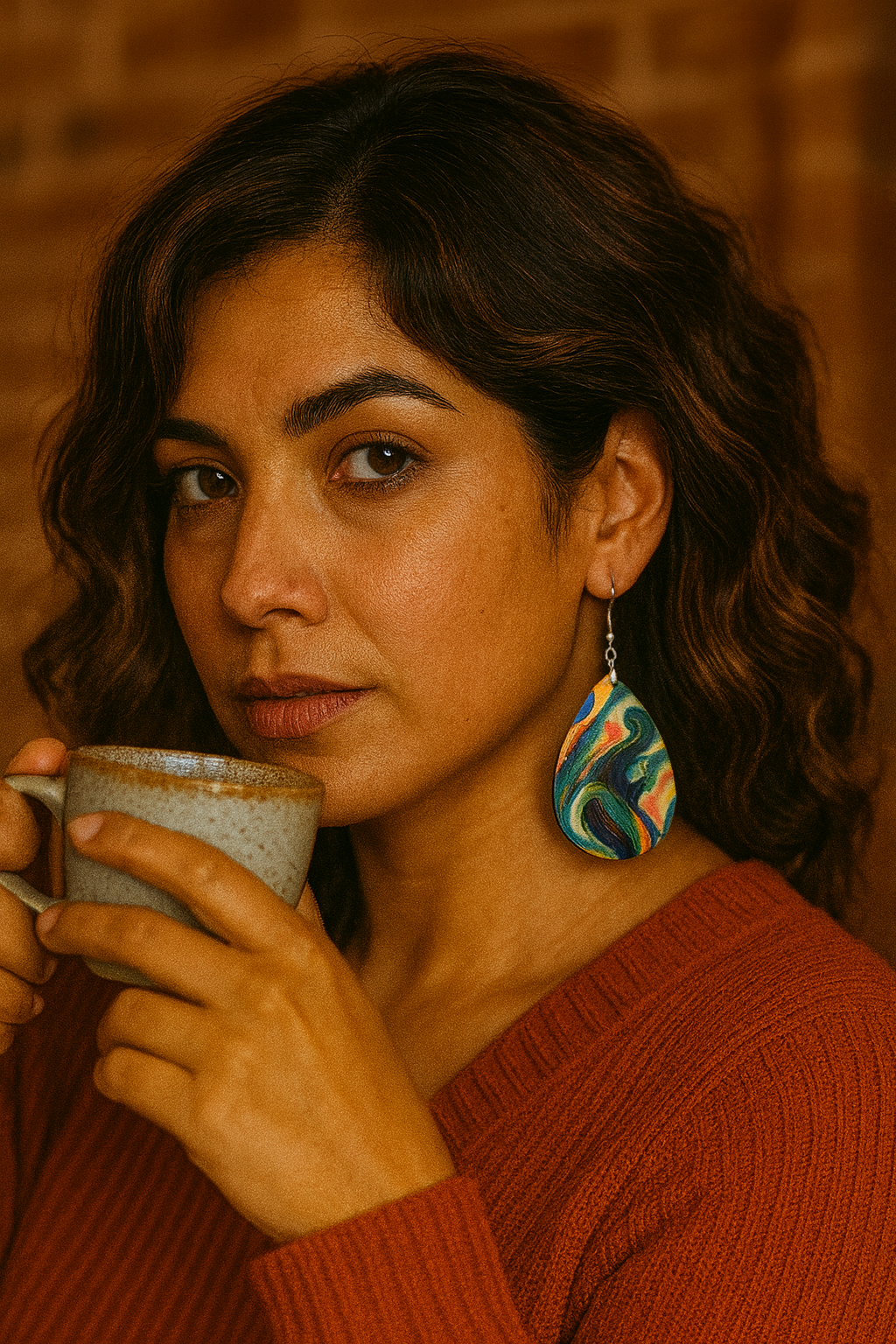 Vibrant Swirl Teardrop Earrings