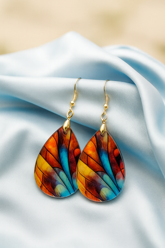 Stained-Glass Inspired Teardrop Earrings