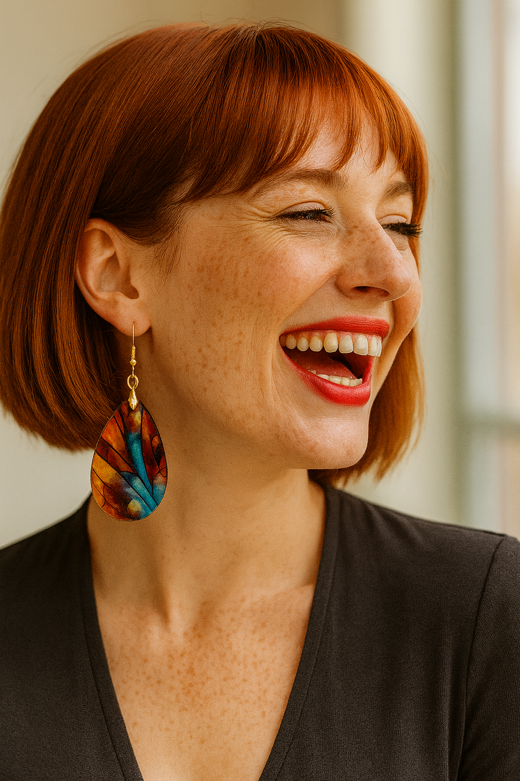 Stained-Glass Inspired Teardrop Earrings