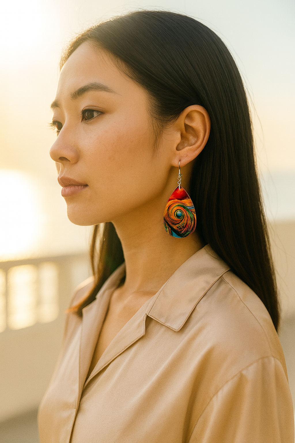 Boho Vortex Acrylic Teardrop Earrings