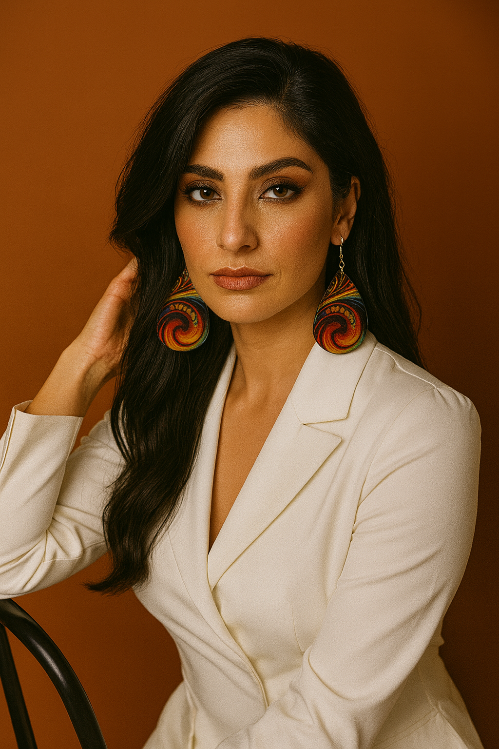 Fiery Swirl Boho Teardrop Earrings