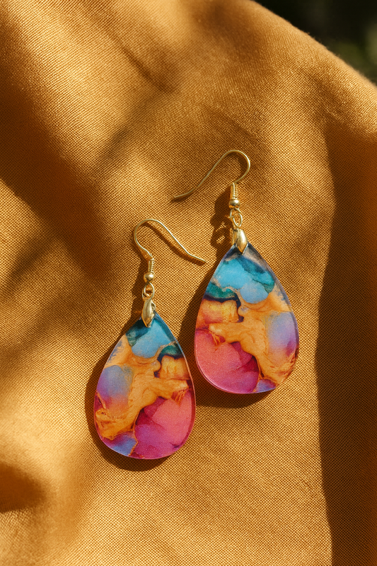 Aurora Glow Acrylic Teardrop Earrings