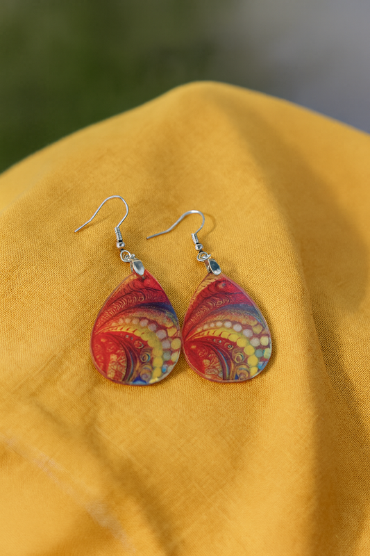 Boho Sunset Teardrop Acrylic Earrings