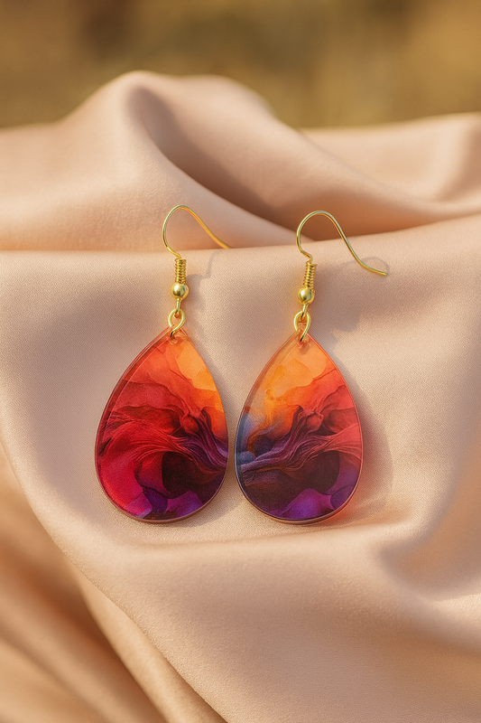 Fiery Horizon Teardrop Earrings
