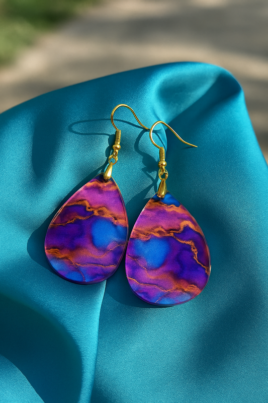 Bold Marbled Teardrop Earrings