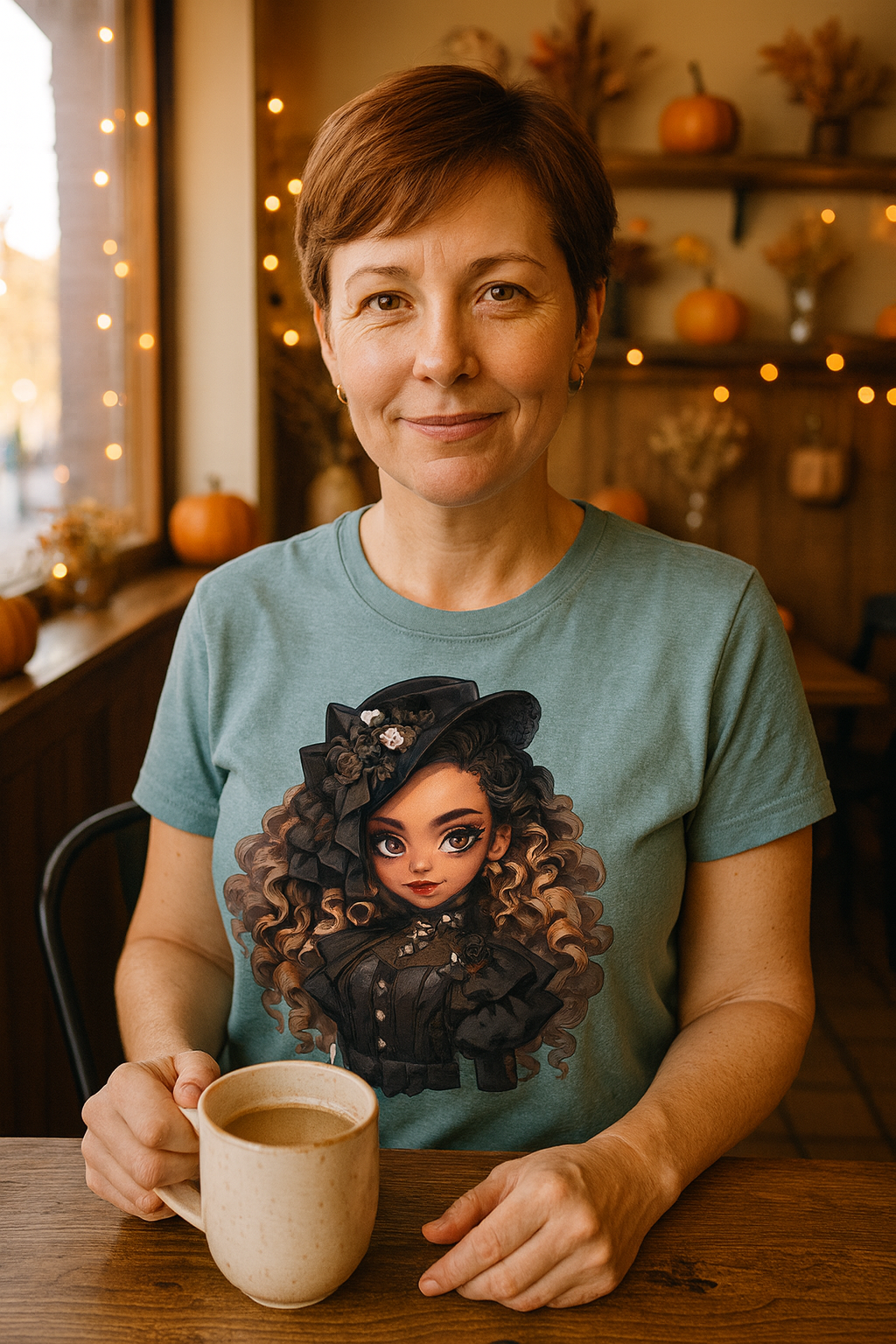 Curly Hair Gothic Women's Relaxed T-Shirt