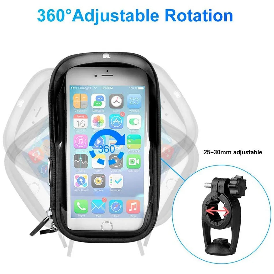 Waterproof Bicycle Motorcycle Phone Holder Bike Phone Touch Screen Bag 6.4inch Bicycle Handlebar Holder for iPhone 12Pro Samsung