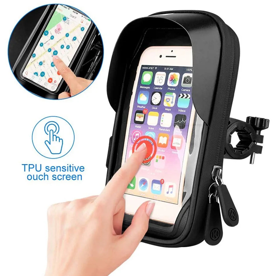 Waterproof Bicycle Motorcycle Phone Holder Bike Phone Touch Screen Bag 6.4inch Bicycle Handlebar Holder for iPhone 12Pro Samsung