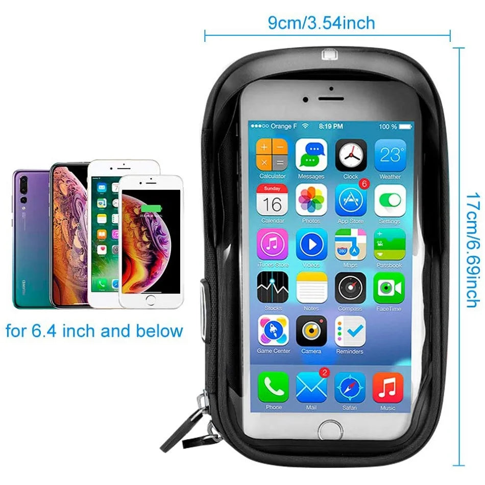 Waterproof Bicycle Motorcycle Phone Holder Bike Phone Touch Screen Bag 6.4inch Bicycle Handlebar Holder for iPhone 12Pro Samsung