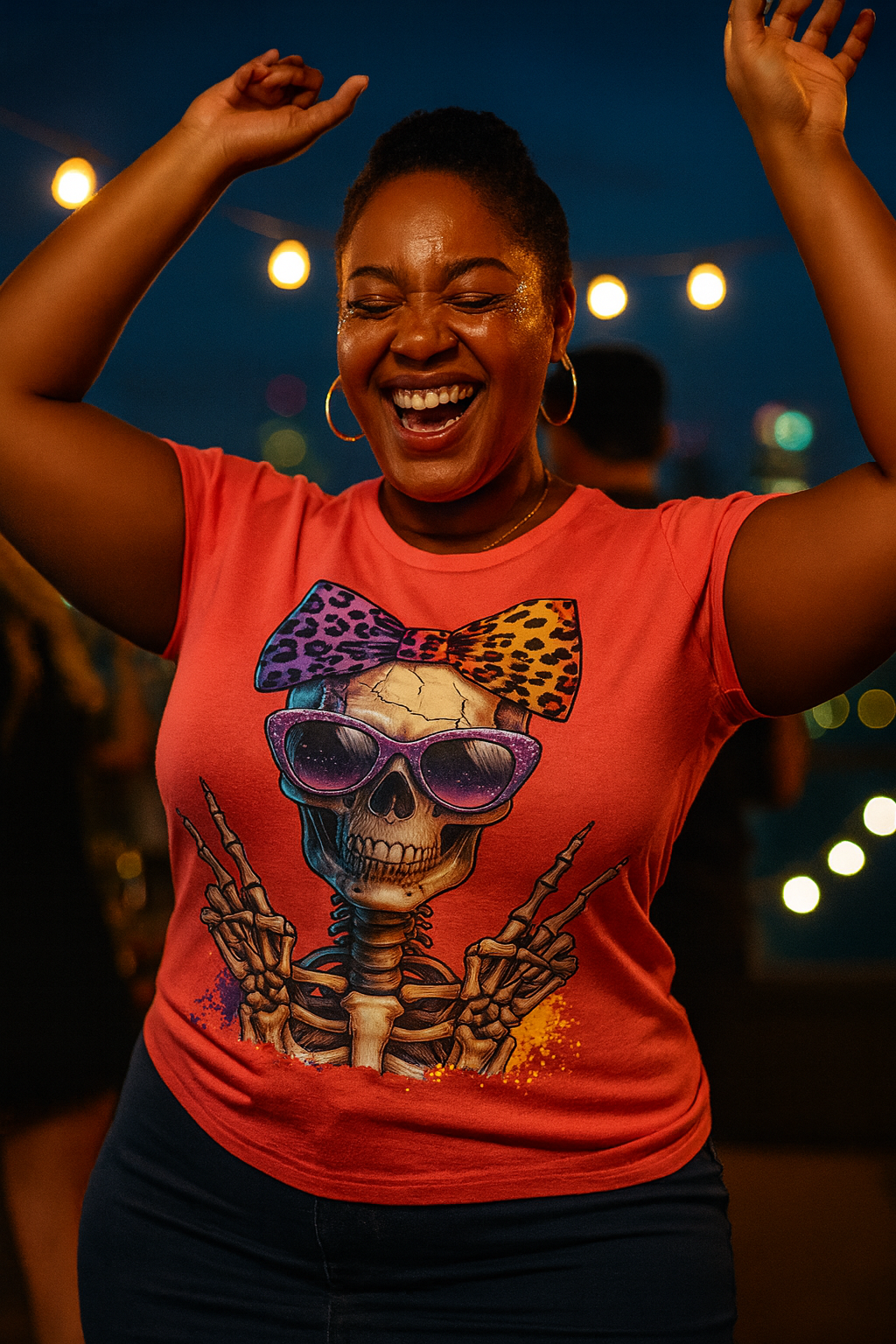 Hipster Purple Bow Skull Women's Relaxed T-Shirt