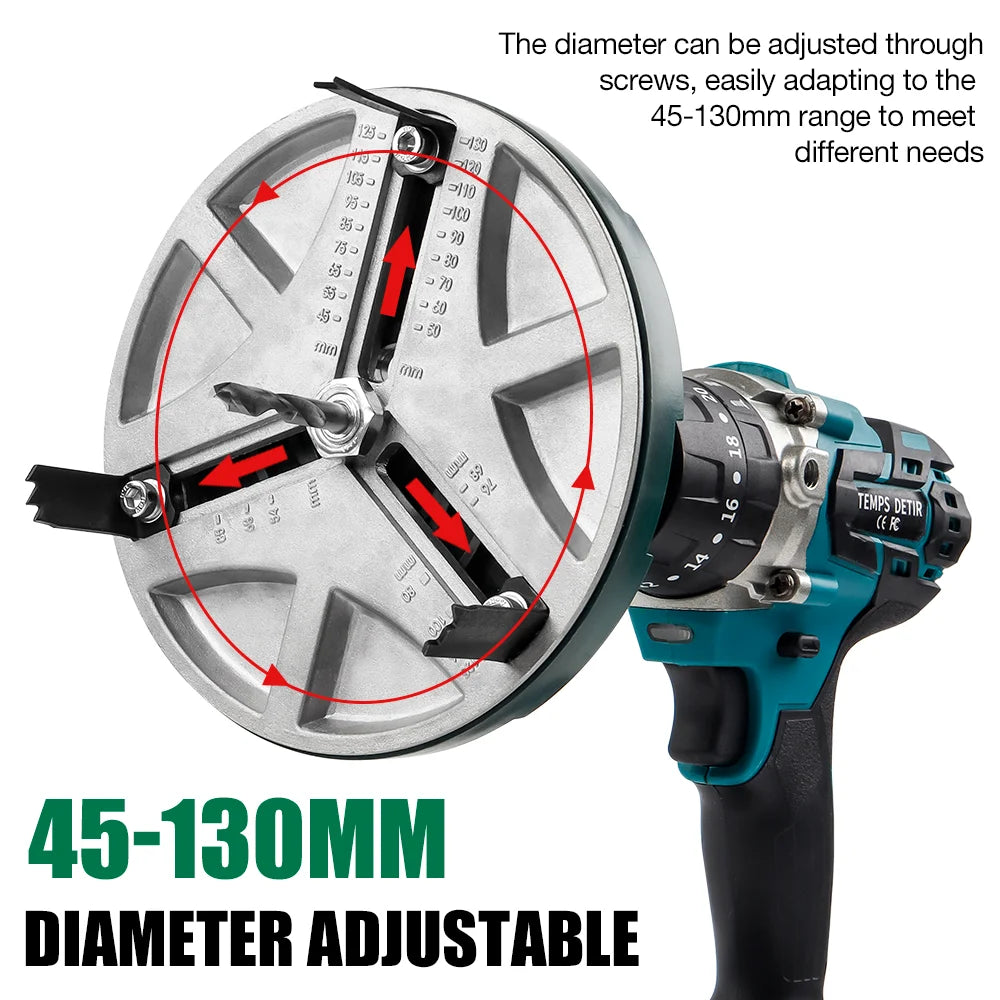 Adjustable Punch Saw  45mm-130mm Diameter Universal Hole Opener With 6pcs Blades&Center drill Home Circular Saw Woodworking Tool