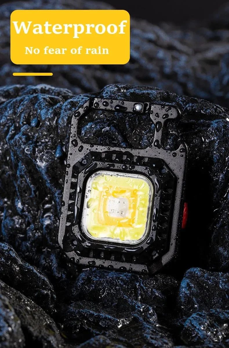 LED Flashlight Portable Multifunctional Mini COB Keychain Lamp USB Rechargeable Work Light Strong Torch Camping Outdoor Lantern