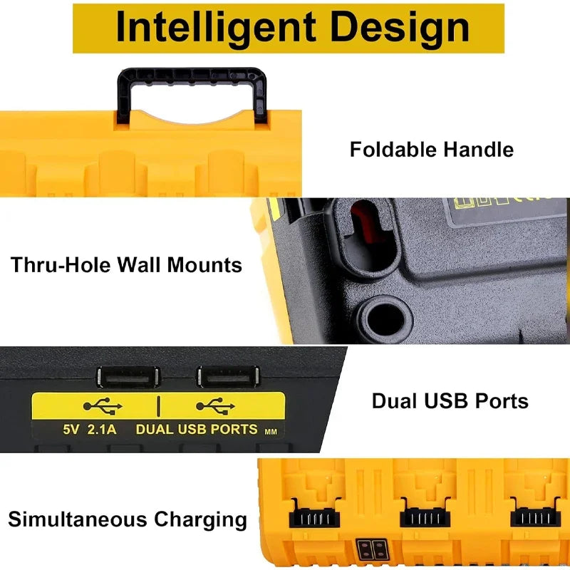 DCB104 Rapid Charger Replacement 4 Port 2A Charging Current For Dewalt 10.8V 14.4V 18V 20V 60V Lithium Battery DCB112 DCB115