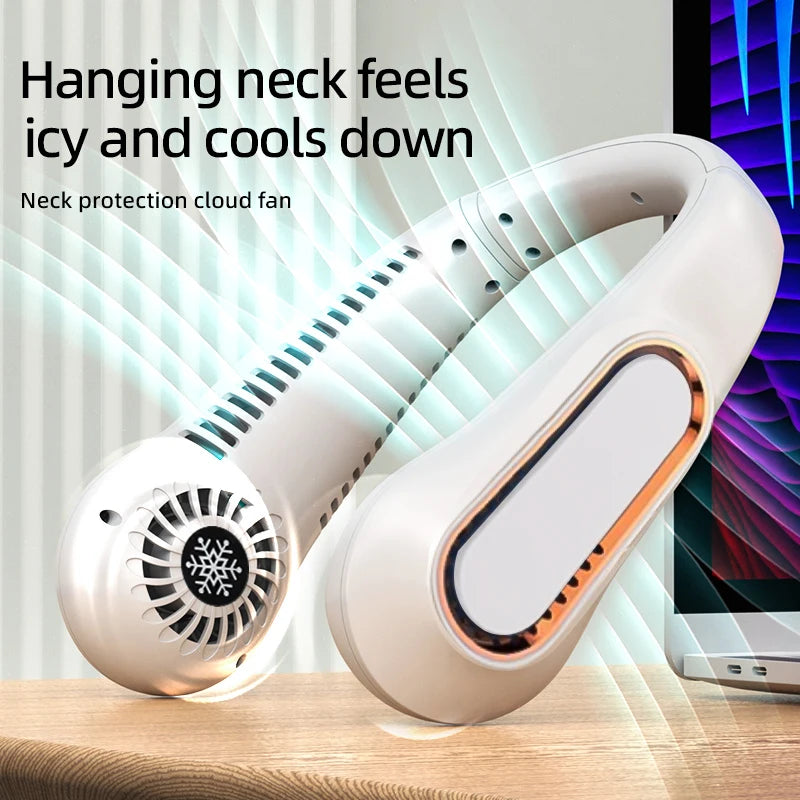 1 PCB Bladeless Neck Fan, Portable USB Cooling Fan with 5 Speeds and Digital Display - Bladeless Design