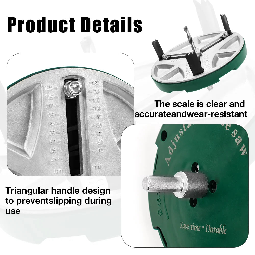 Adjustable Punch Saw  45mm-130mm Diameter Universal Hole Opener With 6pcs Blades&Center drill Home Circular Saw Woodworking Tool