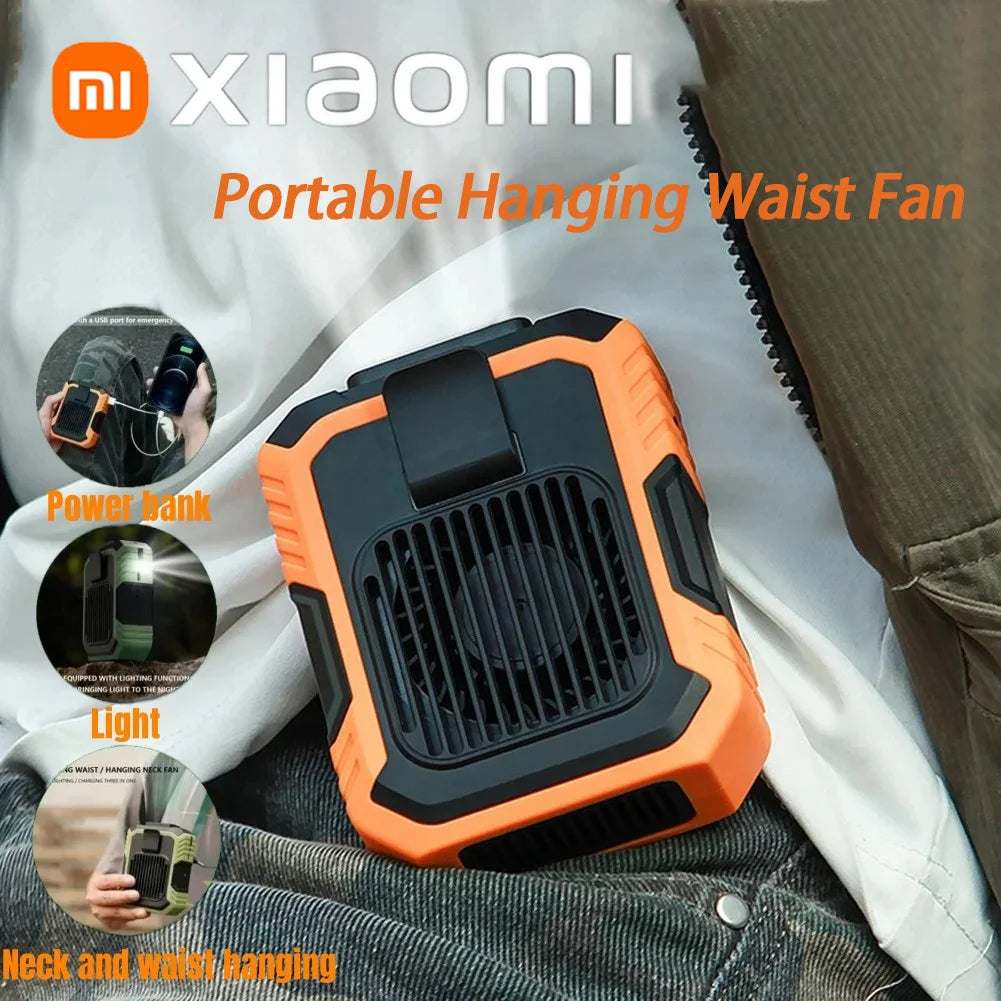 Xiaomi 4000mAh Hanging Neck Waist Clip Fan Outdoor Wearable Portable Fans 3Speed USB Rechargeable Emergency Mobile Power New