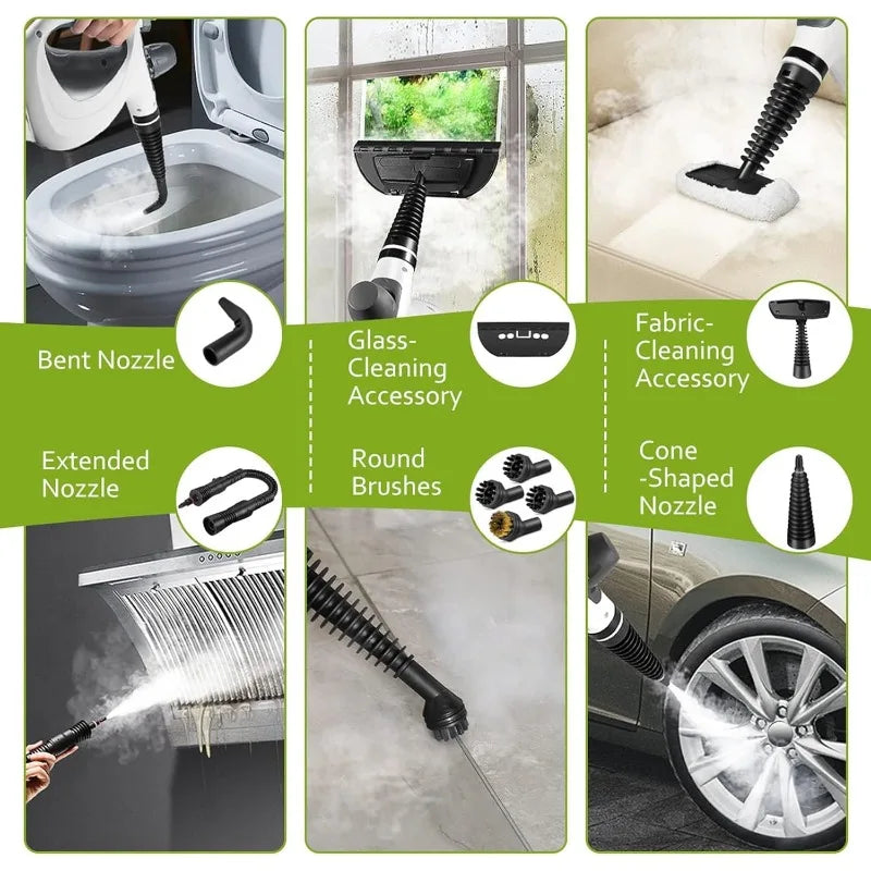 Pressurized Handheld Multi-Surface Natural Steam Cleaner with 12 pcs Accessories, Multi-Purpose Steamer for Home Use