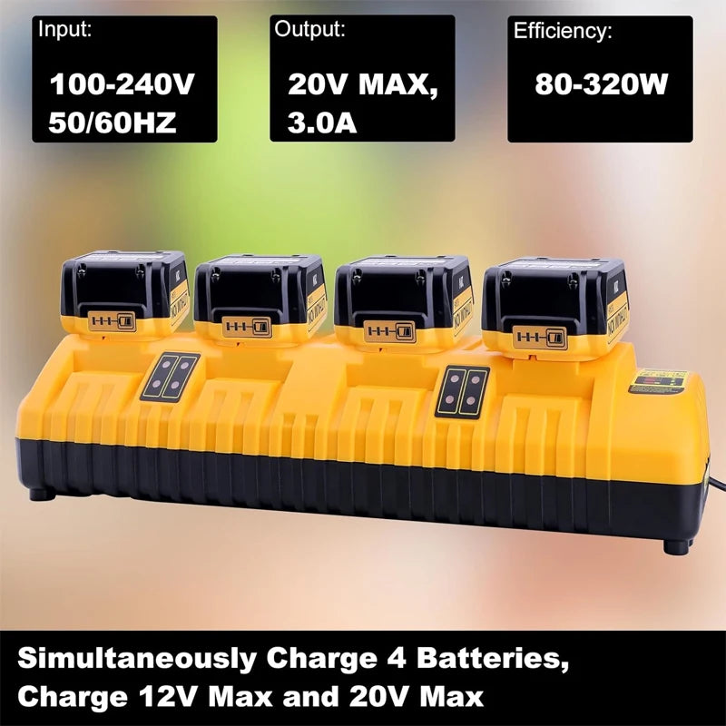 DCB104 Rapid Charger Replacement 4 Port 2A Charging Current For Dewalt 10.8V 14.4V 18V 20V 60V Lithium Battery DCB112 DCB115