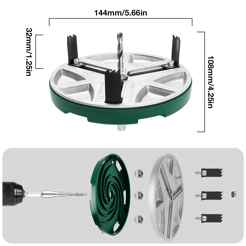 Adjustable Punch Saw  45mm-130mm Diameter Universal Hole Opener With 6pcs Blades&Center drill Home Circular Saw Woodworking Tool