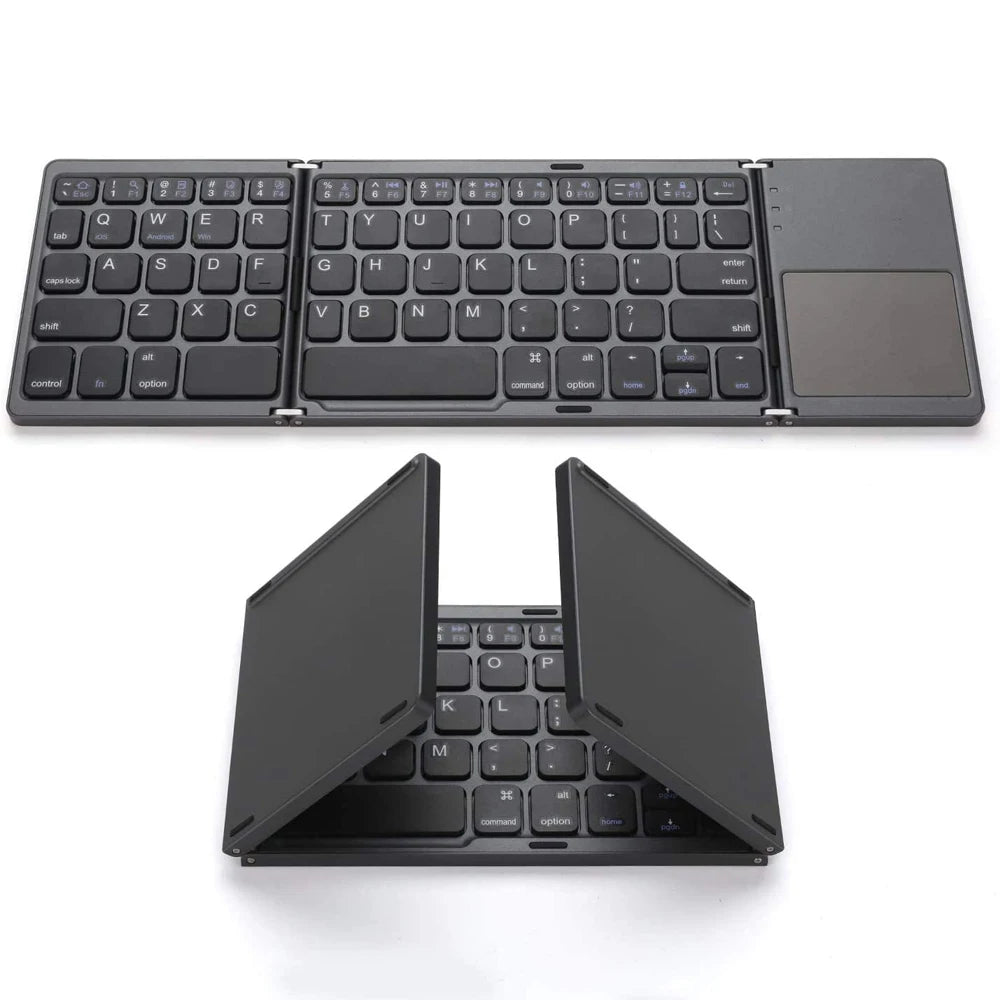 New Portable Mini Three Folding Bluetooth Keyboard Wireless Foldable Touchpad Keypad for IOS Android Windows ipad Tablet