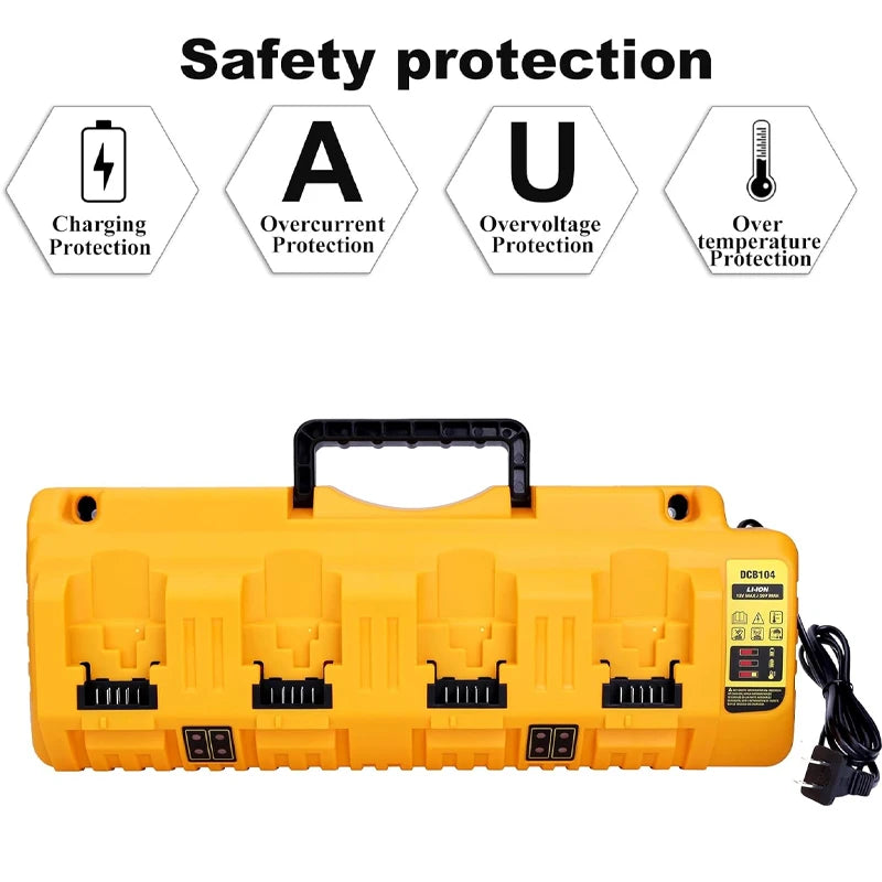 DCB104 Rapid Charger Replacement 4 Port 2A Charging Current For Dewalt 10.8V 14.4V 18V 20V 60V Lithium Battery DCB112 DCB115