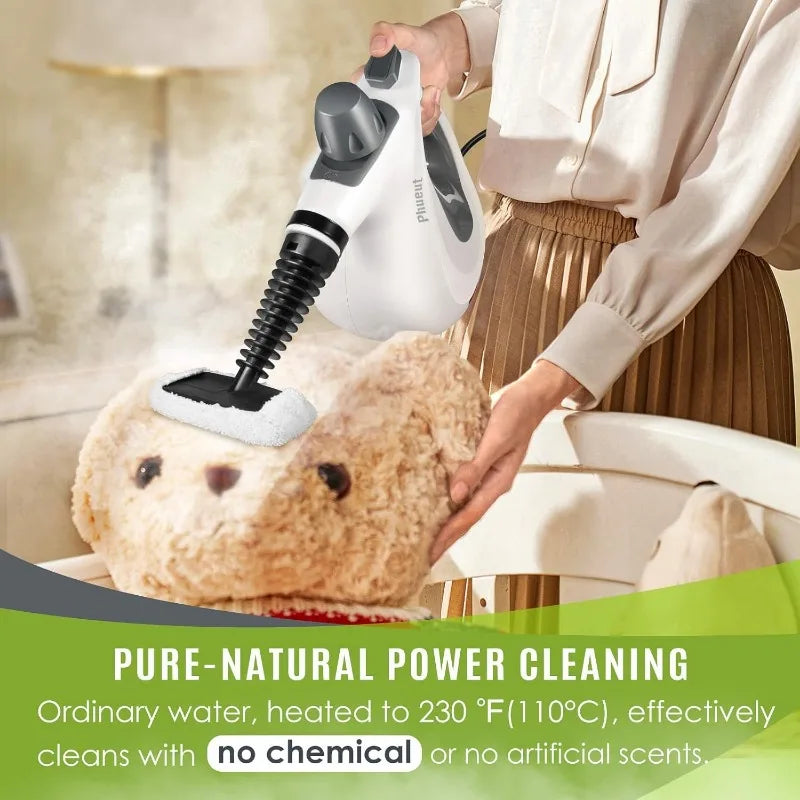 Pressurized Handheld Multi-Surface Natural Steam Cleaner with 12 pcs Accessories, Multi-Purpose Steamer for Home Use