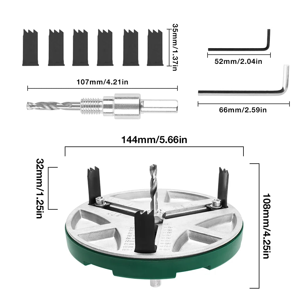 Adjustable Punch Saw  45mm-130mm Diameter Universal Hole Opener With 6pcs Blades&Center drill Home Circular Saw Woodworking Tool