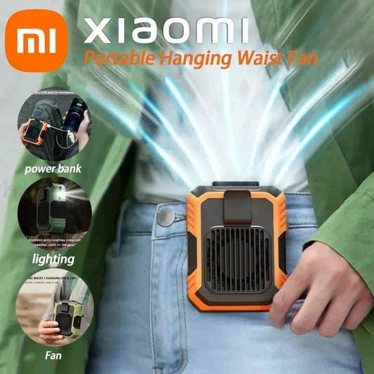 Xiaomi 4000mAh Hanging Neck Waist Clip Fan Outdoor Wearable Portable Fans 3Speed USB Rechargeable Emergency Mobile Power New