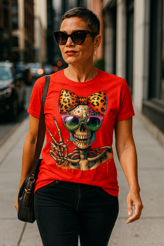 Hipster Yellow Bow Skull Women's Relaxed T-Shirt