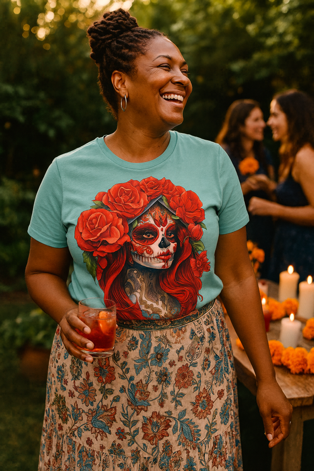 La Catrina Day of the Dead Red Rose Sugar Skull