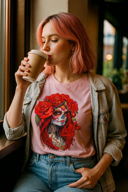 La Catrina Day of the Dead Red Rose Sugar Skull