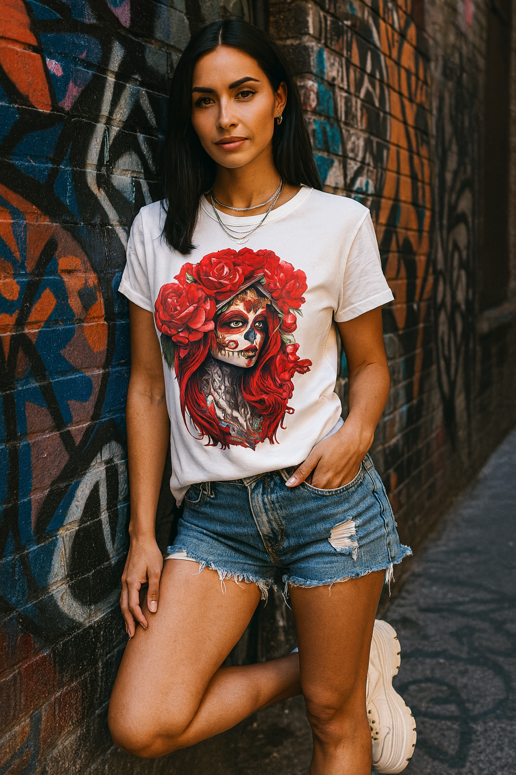 La Catrina Day of the Dead Red Rose Sugar Skull