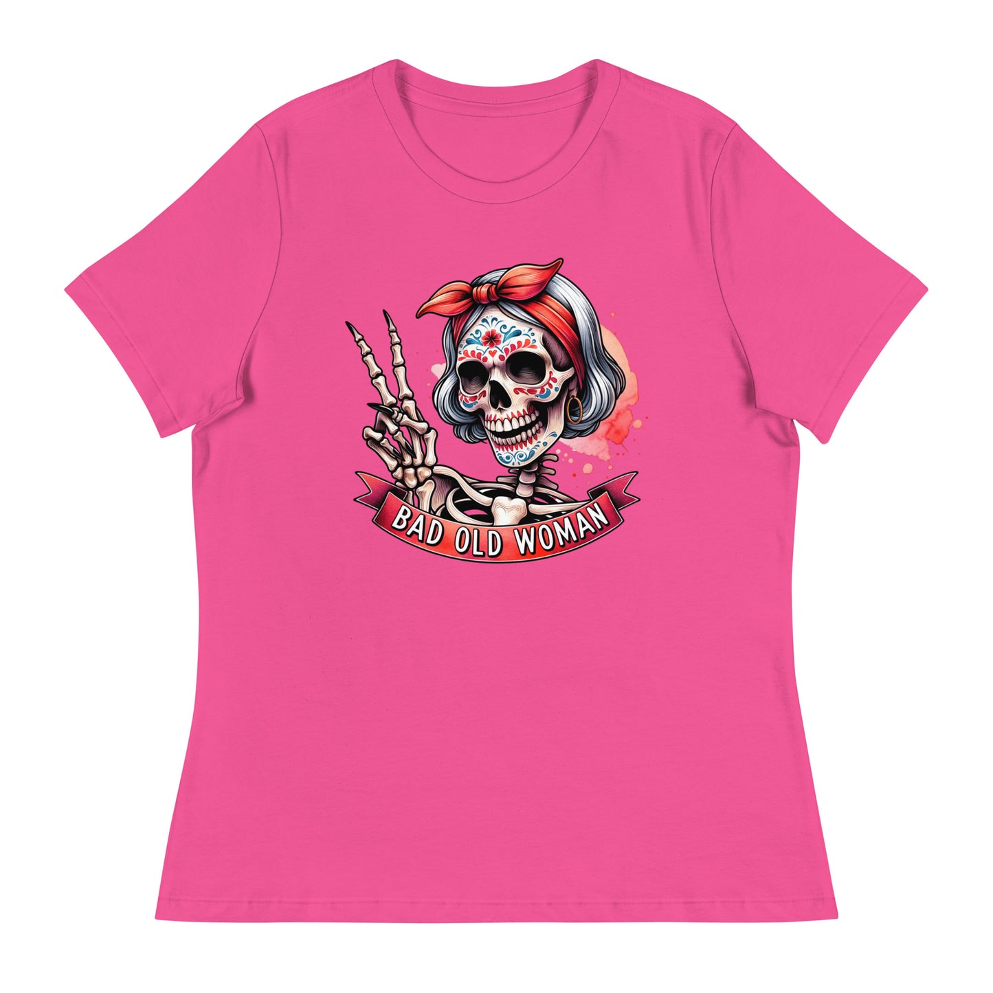 Hipster Short Hair Skull Women's Relaxed T-Shirt